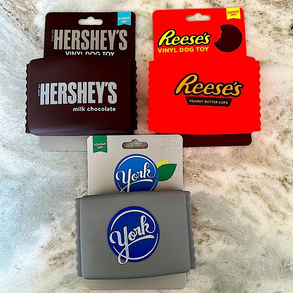 Hershey vinyl squeaky Dog toy lot